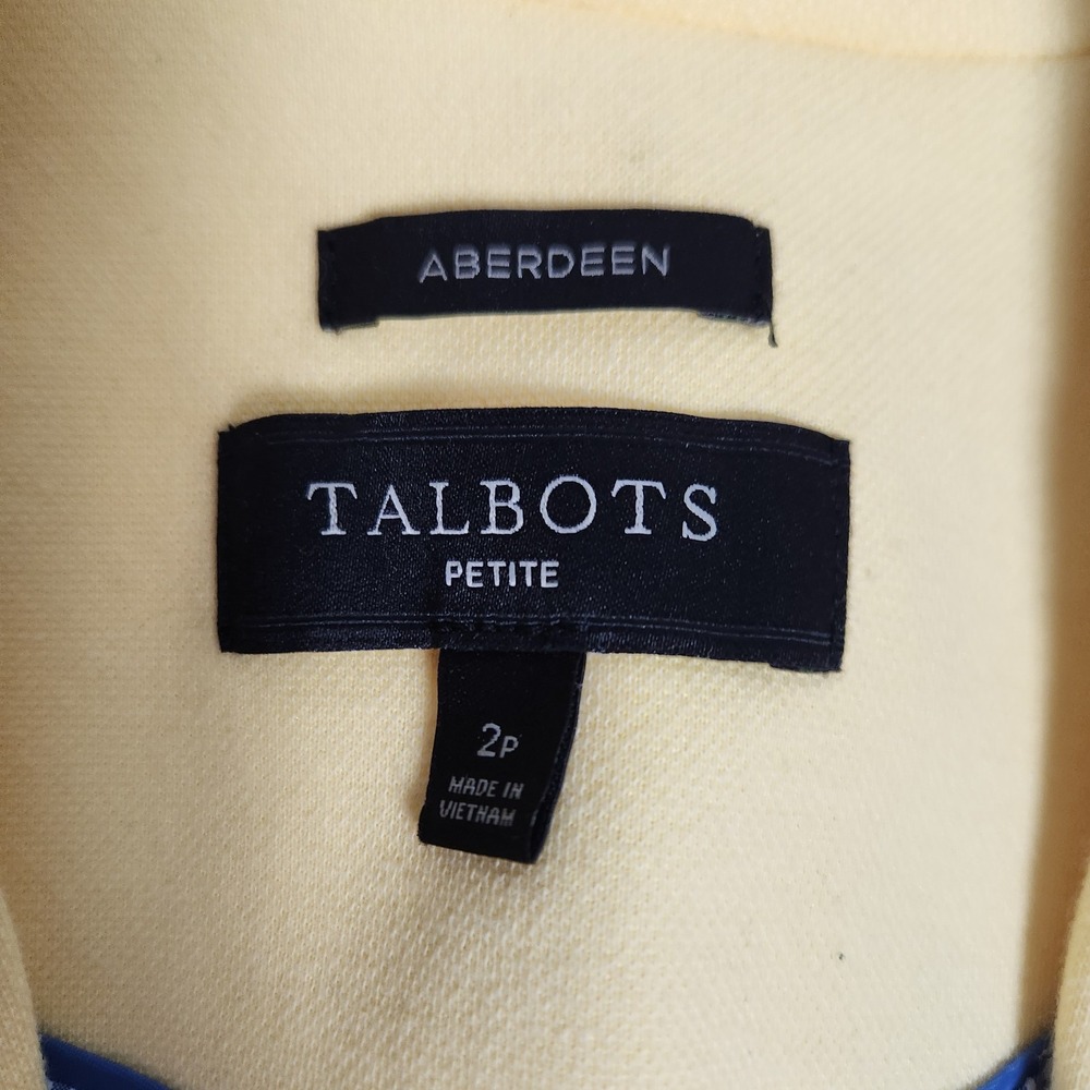 Talbots Petite Aberdeen Knit Blazer Women 2P Yellow Long Sleeve Two Button Prep - Picture 3 of 6